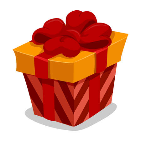 Vector Illustration of Red Gift Box with Red Ribbonのイラスト素材