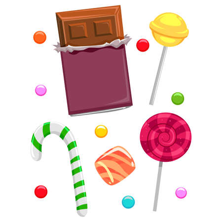 Vector Illustration of Different Kind of Candies and Chocolatesのイラスト素材