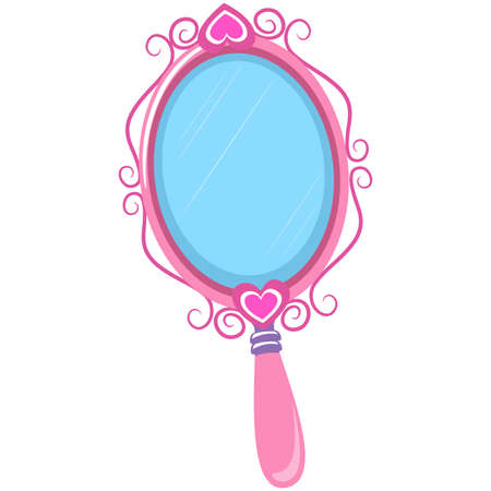 Vector Illustration of Vintage Pink Hand Mirrorのイラスト素材