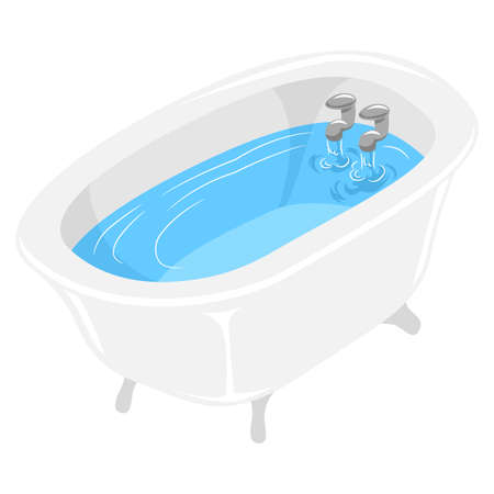 Vector Illustration of Bath Tub filled with waterのイラスト素材