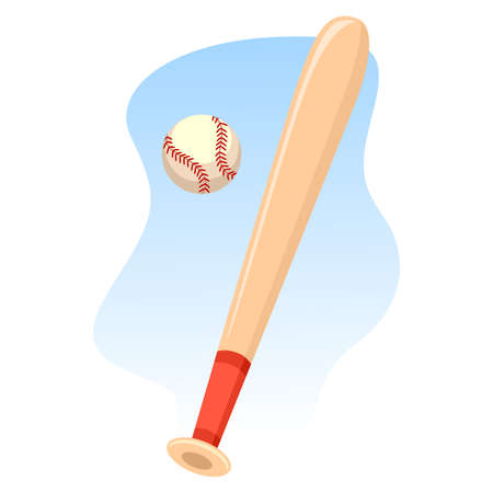 Vector Illustration of Baseball Bat and Ballのイラスト素材