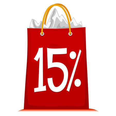 Vector Illustration of Shopping Bag printed with 15% Discountのイラスト素材