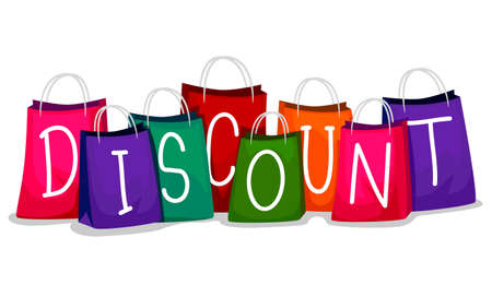 Vector Illustration of Colorful Shopping Bag with Discount Textのイラスト素材