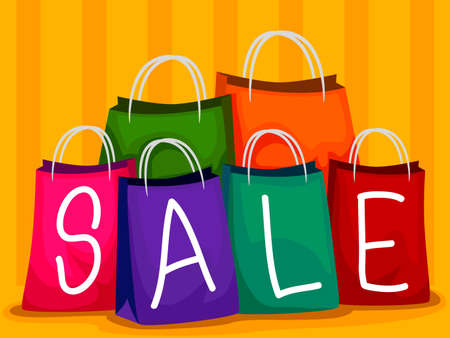 Vector Illustration of Colorful Shopping Bag Saleのイラスト素材