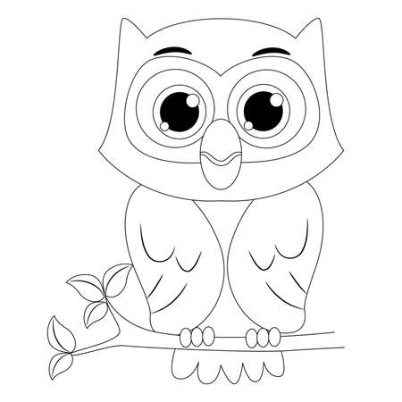 Coloring Book Outlined Owlのイラスト素材