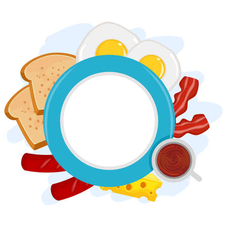 Vector Illustration of Breakfast Plate Frameのイラスト素材