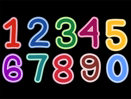 Vector Illustration of Number Set on black background