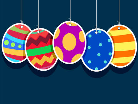 Vector Illustration of Hanging Easter Eggのイラスト素材