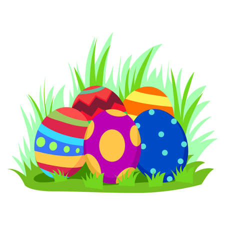 Vector Illustration of Easter Egg on Grassのイラスト素材