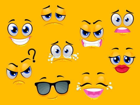 Vector Illustration of Different Expression of Smiley Emoticonのイラスト素材