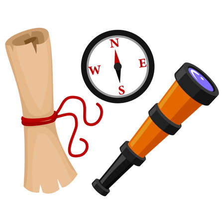 Vector Illustration of Compass Map Telescopeのイラスト素材
