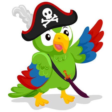 Vector Illustration of Parrot as Pirateのイラスト素材