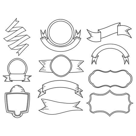 Illustration of Set of Doodle Ribbonのイラスト素材