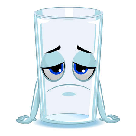 Vector Illustration of Empty Glass of Water Mascot Sadのイラスト素材