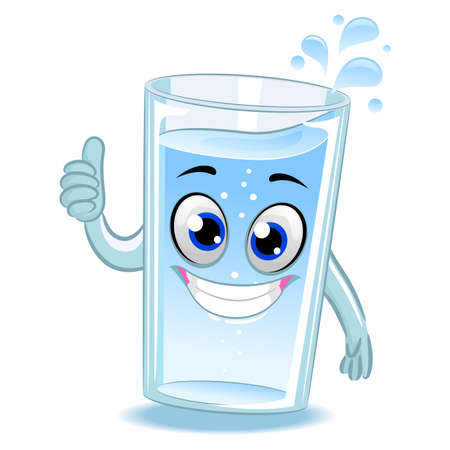 Vector Illustration of Glass of Water Mascot doing ok hand signのイラスト素材