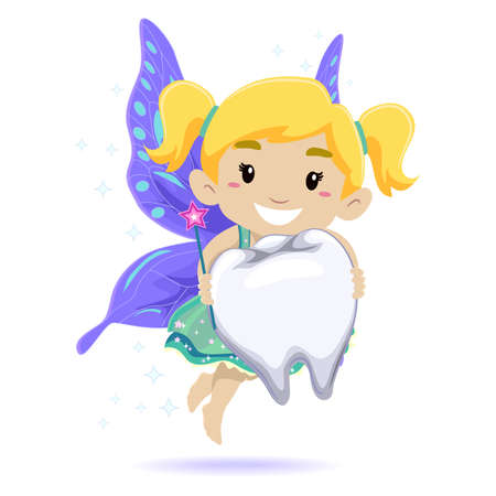 Vector Illustration of Kid as a Tooth Fairyのイラスト素材