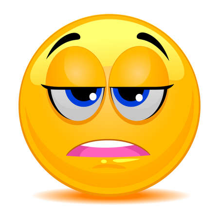 Vector Illustration of Smiley Emoticon Feeling Tiredのイラスト素材