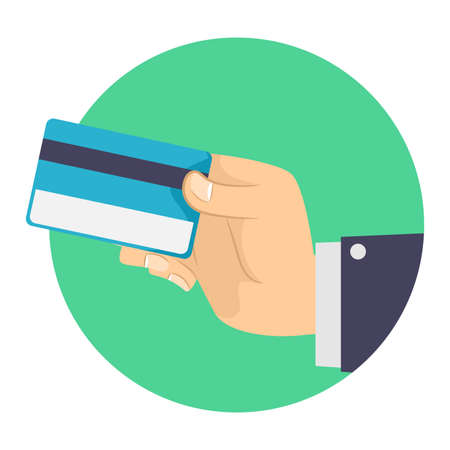 Vector Illustration of Business Man holding a Blank Credit Cardのイラスト素材