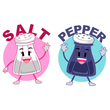 Vector Illustration of a Salt and Pepper Mascotのイラスト素材