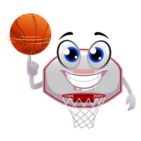 Vector Illustration of Basketball and Ring Board Mascotのイラスト素材