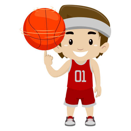 Vector Illustration of a Boy spinning the ballのイラスト素材