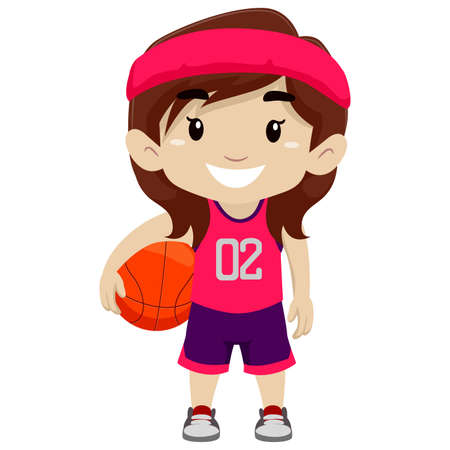 Vector Illustration of a Girl Holding Basketballのイラスト素材