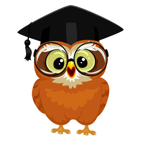 Vector Illustration of an Owl wearing Graduation Capのイラスト素材
