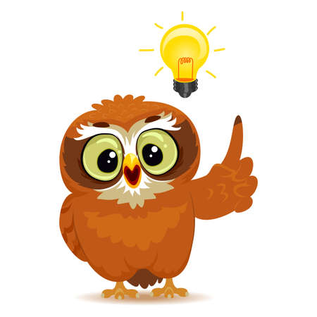 Vector Illustration of an Owl with Light Bulbのイラスト素材