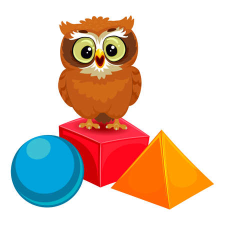 Vector Illustration of an Owl with Geometric Shapesのイラスト素材