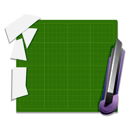 Vector Illustration of Cutter Knife with Cutter Boardのイラスト素材