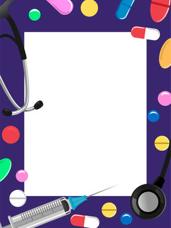 Vector Illustration of Medical Elements Frameのイラスト素材