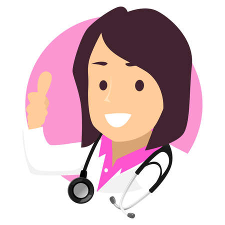 Vector Illustration of Female Doctor Icon doing Ok Hand Signのイラスト素材