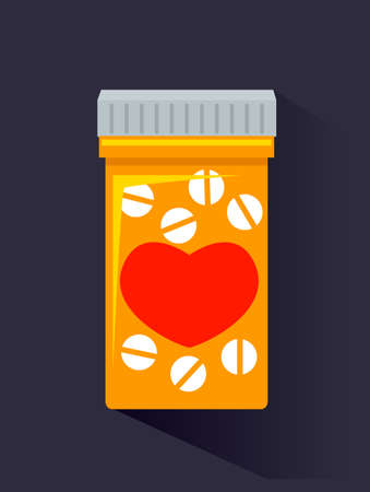 Illustration of Medicine Bottle with Tabletのイラスト素材