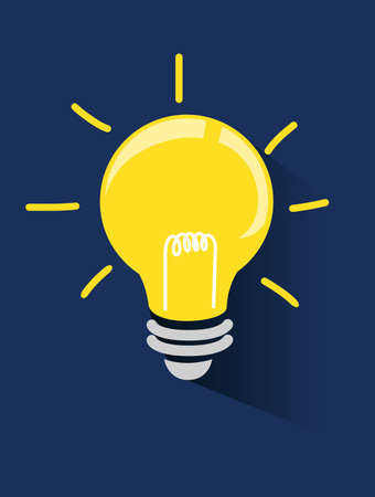 Illustration of Light Bulb on Dark Blue Backgroundのイラスト素材