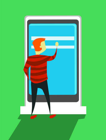 Illustration of a Man using Interactive Screenのイラスト素材