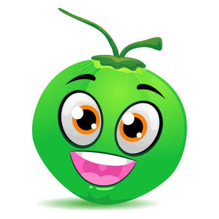 Vector Illustration of Happy Coconut Mascotのイラスト素材