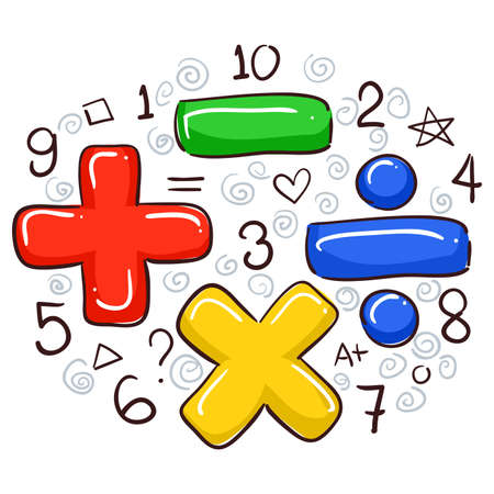 Vector Illustration of Math Symbols and Numbersのイラスト素材