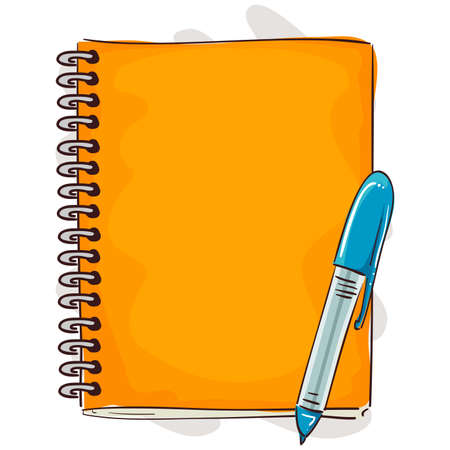 Vector Illustration of Notebook and Pen Cartoon Styleのイラスト素材