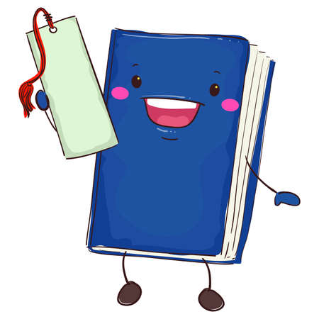 Vector Illustration of Book Mascot Holding Bookmarkのイラスト素材