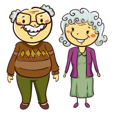 Vector Illustration of Grandmother and Grandfatherのイラスト素材