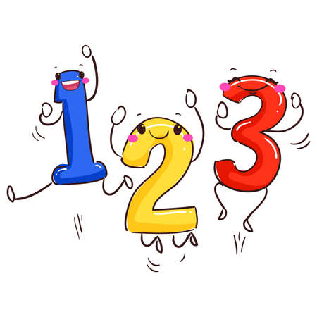 Vector Illustration of Number Mascot 123 Dancingのイラスト素材