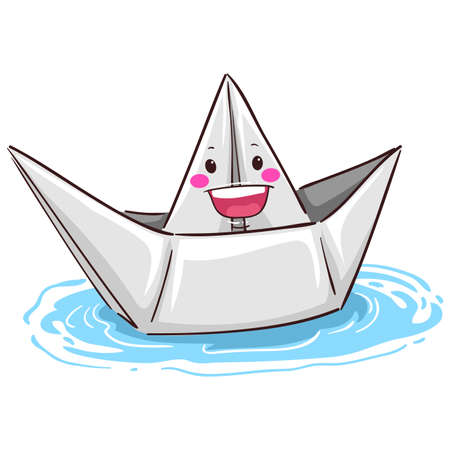 Vector Illustration of Paper Boat Mascotのイラスト素材