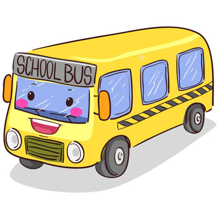 Vector Illustration of a Yellow School Bus Mascotのイラスト素材