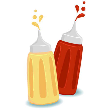 Vector Illustration of Bottle of Ketchup and Mustardのイラスト素材