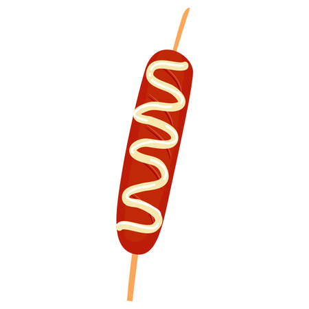 Artistic Vector Illustration of Hotdog on Stickのイラスト素材