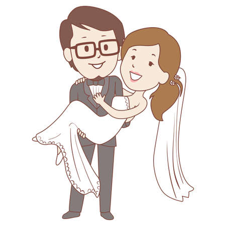 Vector Illustration of Groom carrying his Brideのイラスト素材