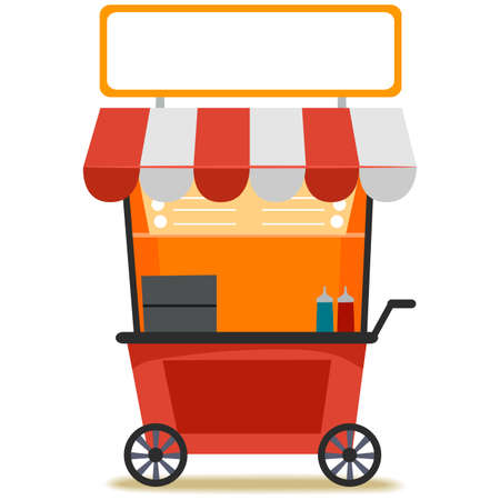 Vector Illustration of a Food Cart with Blank Signageのイラスト素材