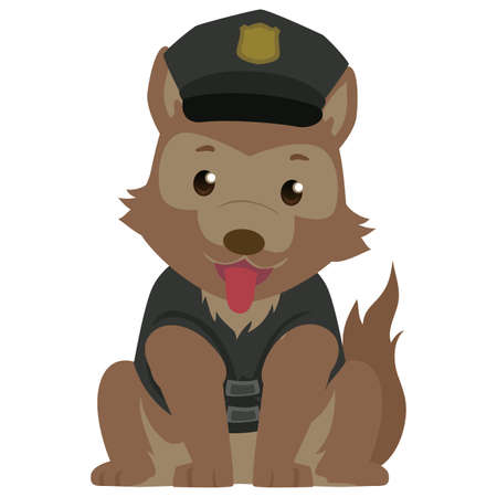 Vector Illustration of a Police Dog wearing a Police Capのイラスト素材