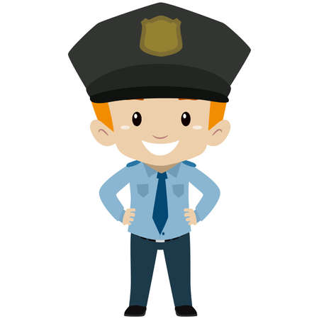 Vector Illustration of Policeman Kid Boy Standingのイラスト素材