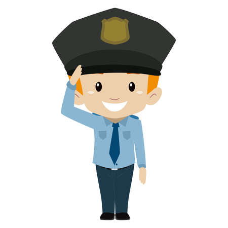 Vector Illustration of Policeman Boy Hand Saluteのイラスト素材